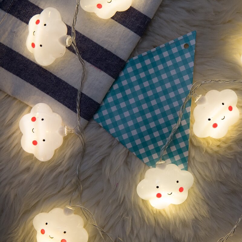 Guirnalda de luces Led con forma de nube para niños, lámpara de hadas de 1,5 M, decoración del hogar, dormitorio, con batería, 3 colores, novedad, 10Led