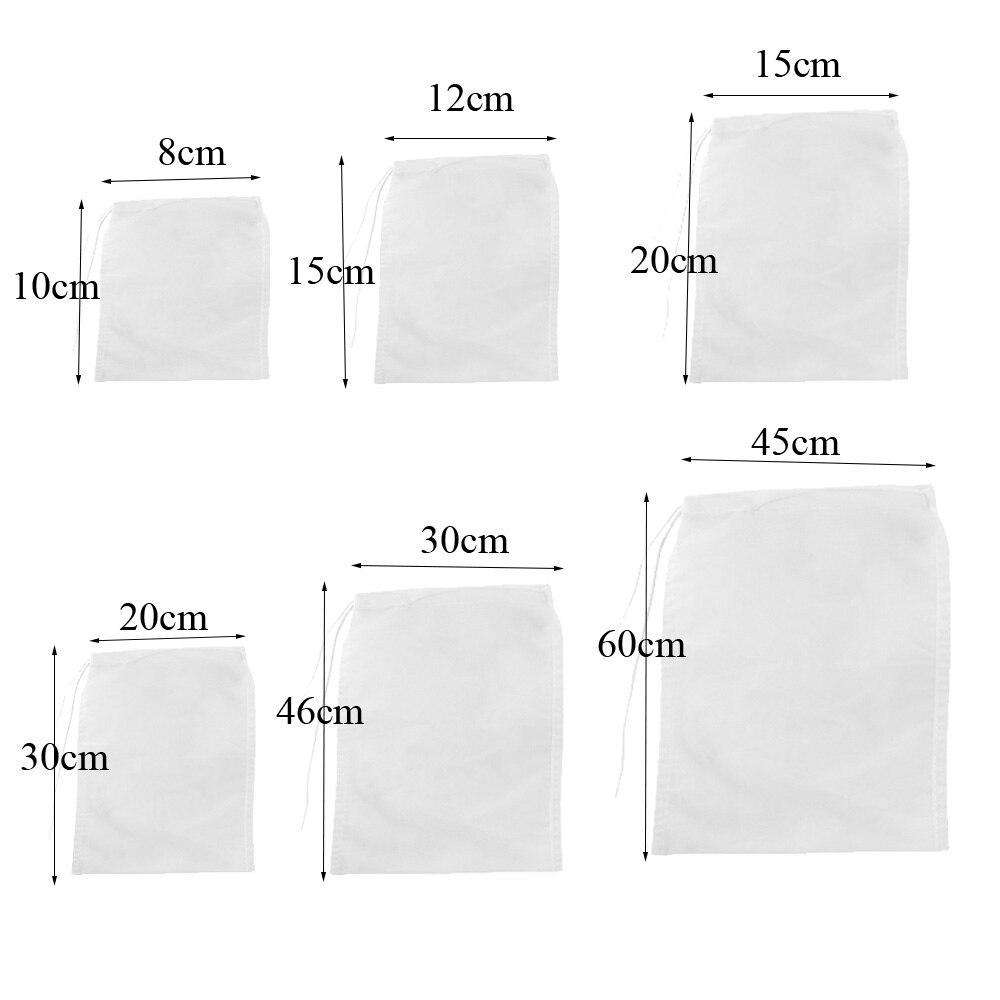 160/200 Food Special Coffee Filter Cheese Cloth Nylon Cooking Strainers Mesh Reusable Fine Mesh Wine Strainer Nut Milk Bag