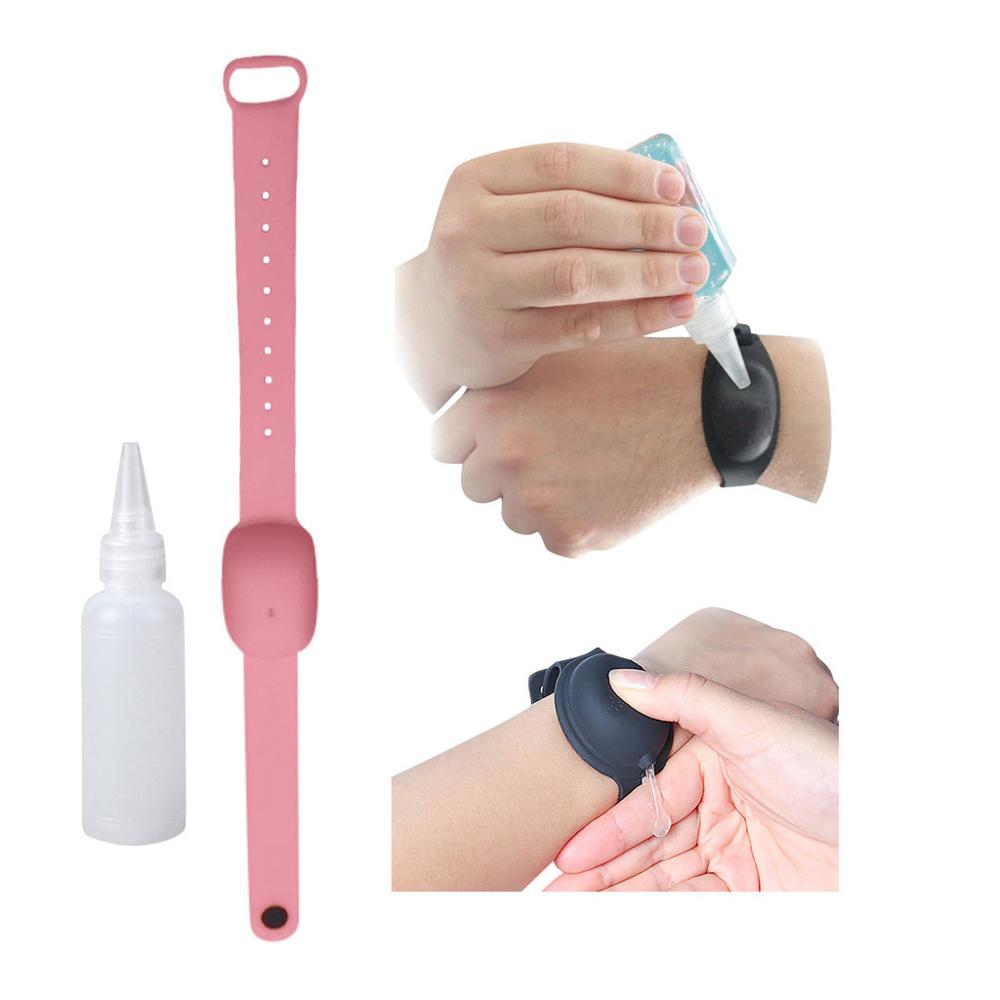 10ML Wearable Portable Refillable Bottles Wristband Hand Dispenser Soap Bracelet Refillable Bottles Hand Sanitizer Dispenser: pink