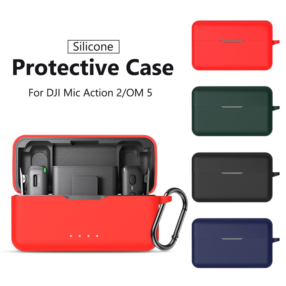Dji mikrofon schutzhülle mit ladebox, silikonhülle und haken für dji action 2 om 5 kamera-smartphone
