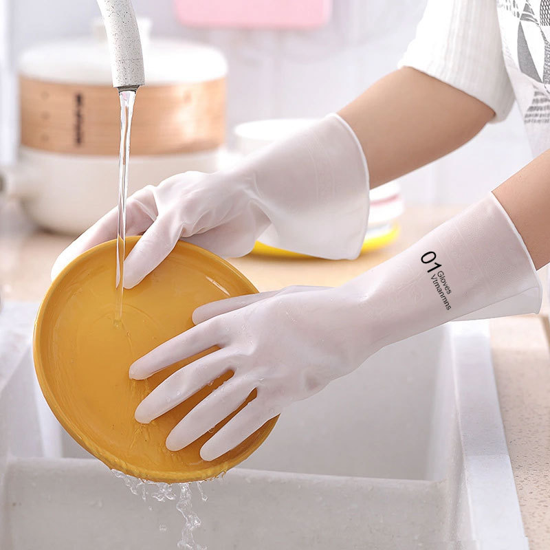 Guantes de látex y goma para lavar platos para mujer, manoplas de limpieza duraderas para el hogar, herramientas para el lavavajillas: 13 / L
