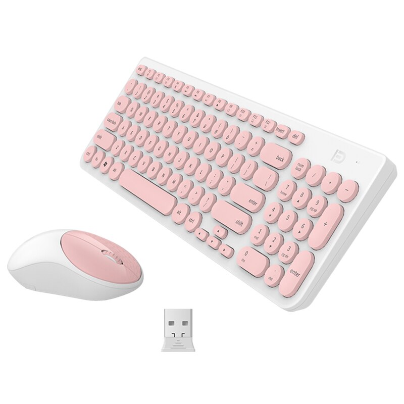 Low-Noise Wireless Keyboard and 2.4G Wireless Mouse 1500DPI Ultra-Thin Wireless Keyboard Mouse for Laptop Notebook Computer: Pink