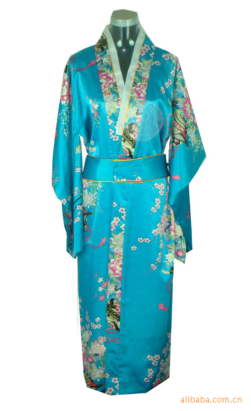 Kinesisk traditonal drakt kjole dame silke satin kimono kappe vanlig størrelse