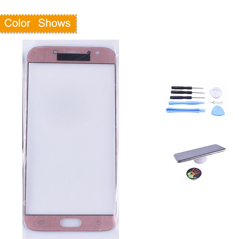For Samsung Galaxy J7 Pro J730 J730F SM-J730F SM-J730G/DS Touch Screen Front Glass Panel TouchScreen LCD Outer Lens j7: pink with gift
