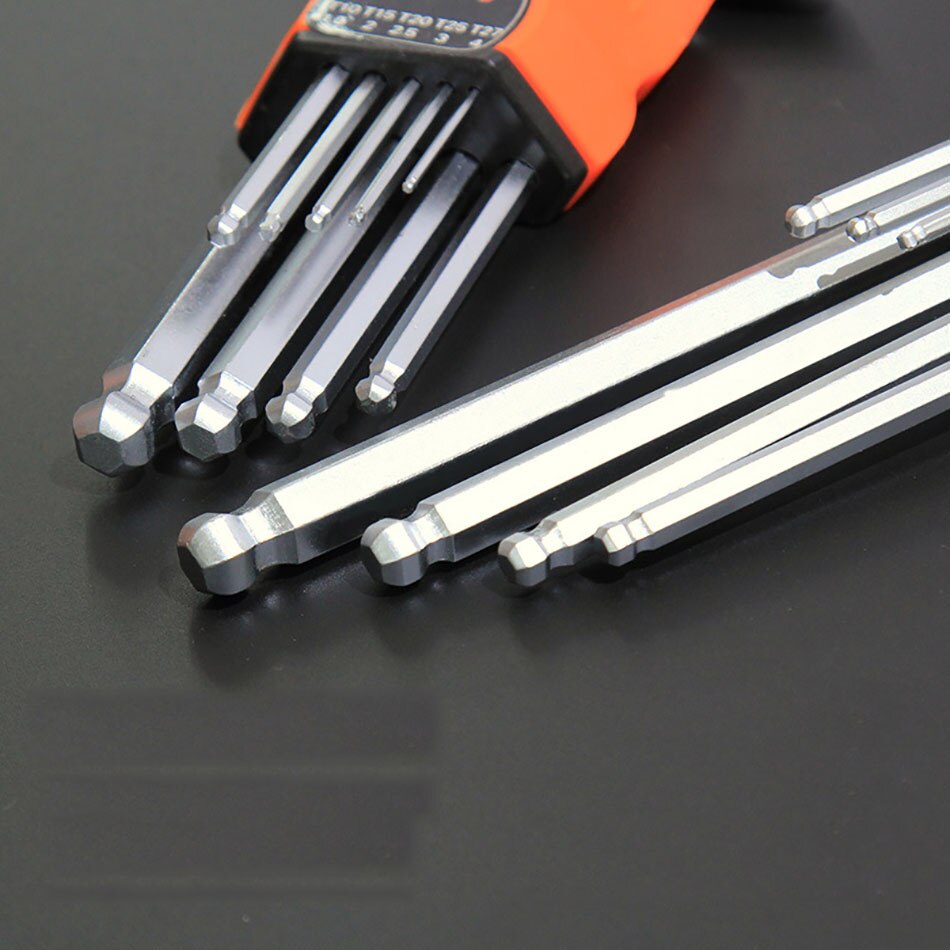 9pcs Multifunction Hexagon Allen Key Wrench Tools set Matte Chrome flat head Ball End Spanner set Screwdriver Set Tool Kit