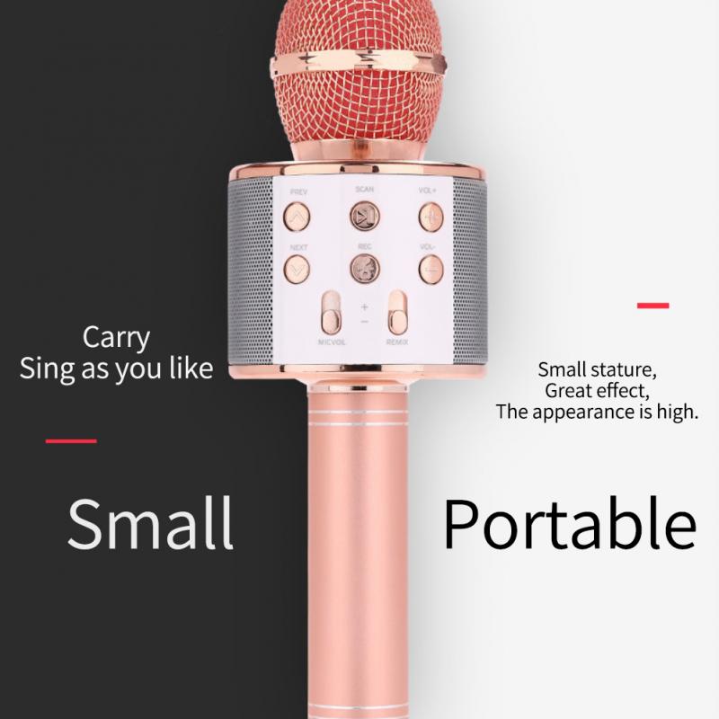 WS858 Handheld Microfoon Bluetooth-Compatibele Draagbare Karaoke Microfoon Professionele Spreker Home Ktv Voor Muziekspeler Mic