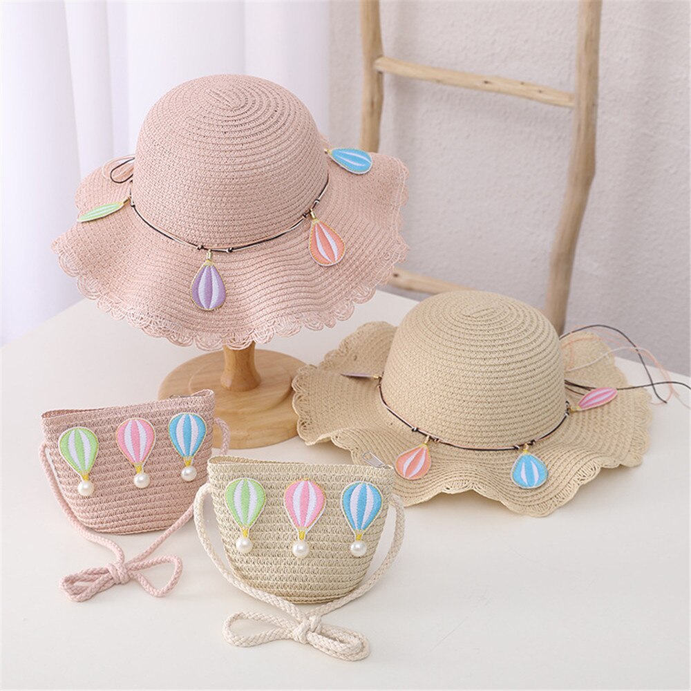 Conjunto de bolsa protectora para niñas, gorro antipolvo de alta capacidad con decoración de globos de colores, bolsa de mensajero para vacaciones, 2 piezas, 2022