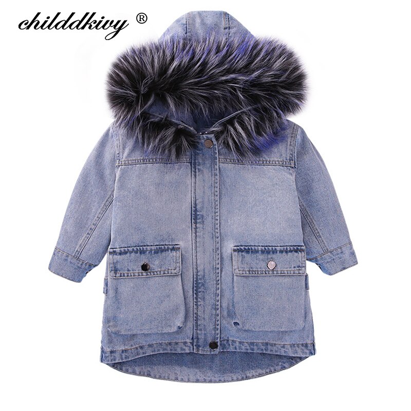 2 Stuks Meisjes Denim Jas Jas Kinderen Jas Uitloper Winter Mode Dikker Fluwelen Jas Voor Jongens Baby Meisje kleding 3-10Y