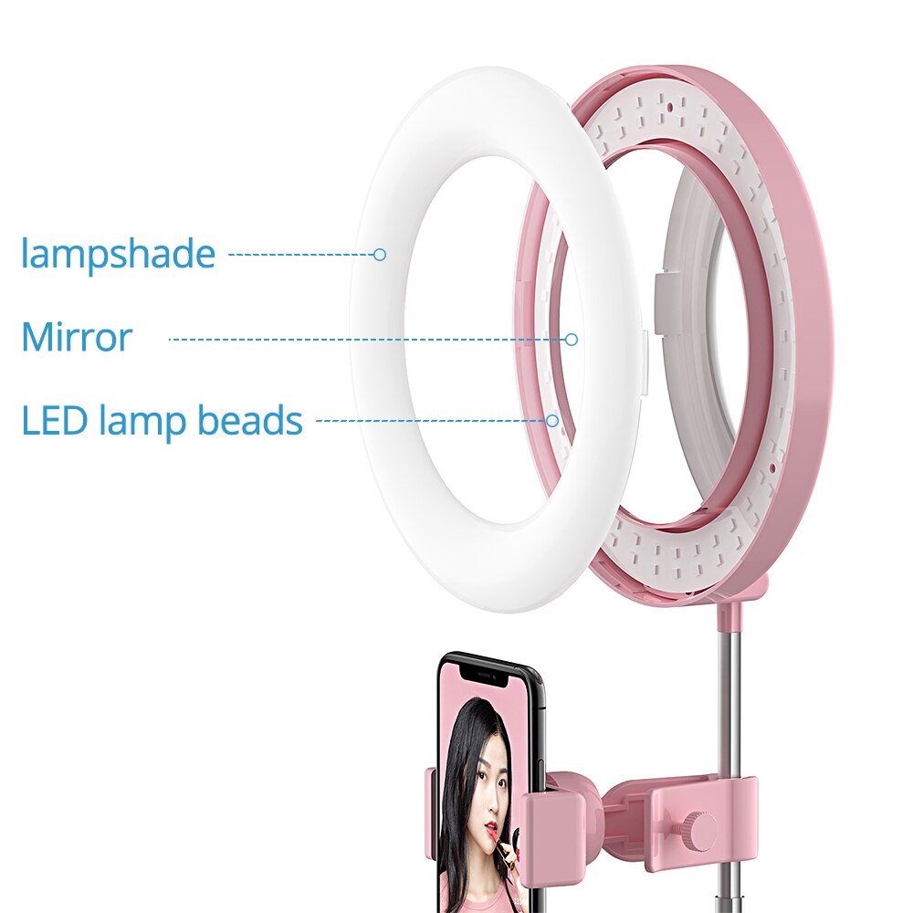 Spash selfie ring licht 6 zoll ring lampe dimmbare wiht make-up spiegel einbeinstativ telefon halter LED ring licht für fotografie licht