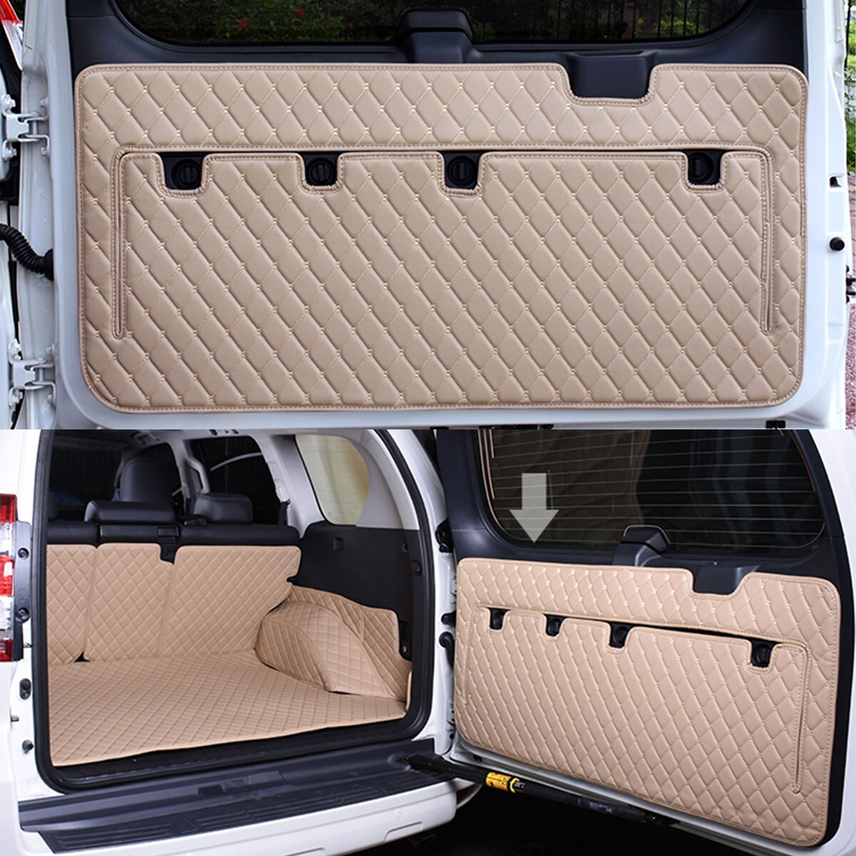 For Toyota Land Cruiser Prado 150 Cargo Rear Trunk Tailgate Tail Gate Door Mat Cover Floor Carpet Mud Pad Kick Tray: Beige