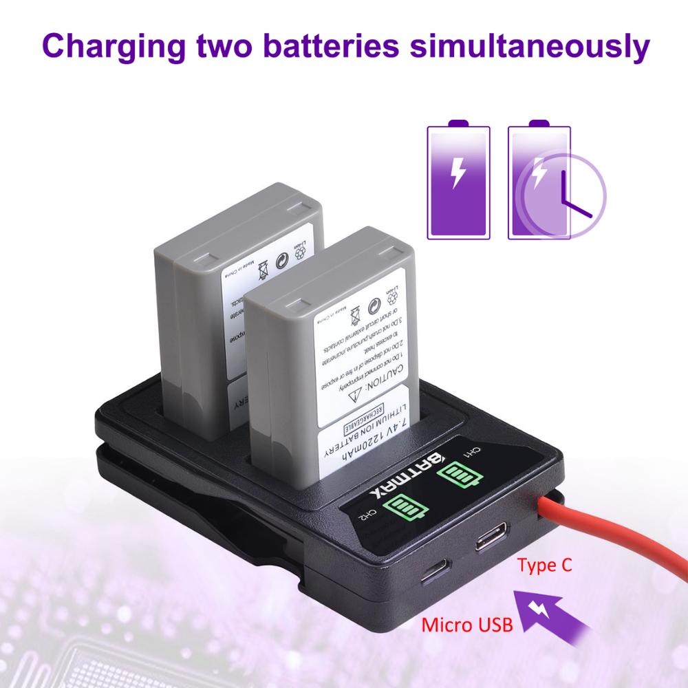 2x BLN-1 Ps BLN1 PS-BLN1 Batterij + Led Ingebouwde Usb Dual Charger Voor Olympus OM-D E-M1, olympus Pen F, OM-D E-M5, Pen E-P5, OM-D