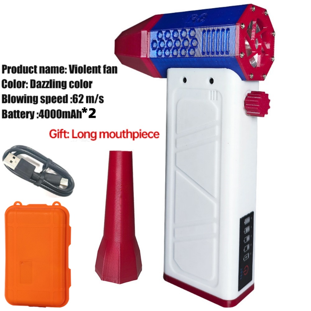 Potente ventilador de aire, ventilador de conducto de alta velocidad, mini ventilador Turbo Jet 140000 RPM Velocidad del viento 62 m/s Turbo Ventilador Motor sin escobillas Ventilador violento: Blanco