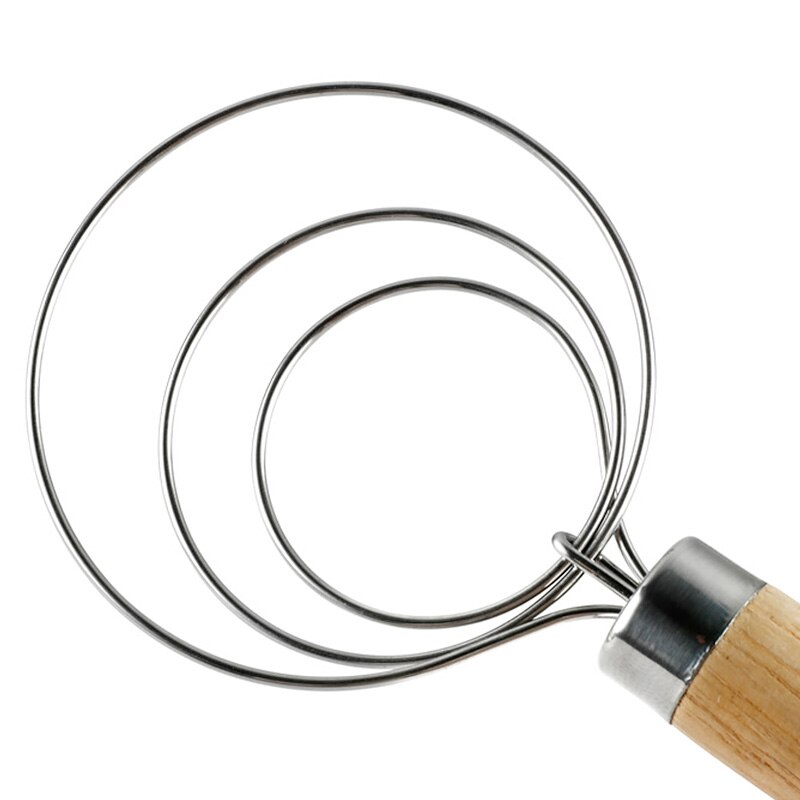 Batidor de huevos, agitador de bobina de harina, batidor danés, palo de madera de roble, manejo de la licuadora de cocina, batidor de huevos, herramientas manuales, utensilio mezclador de crema de huevo