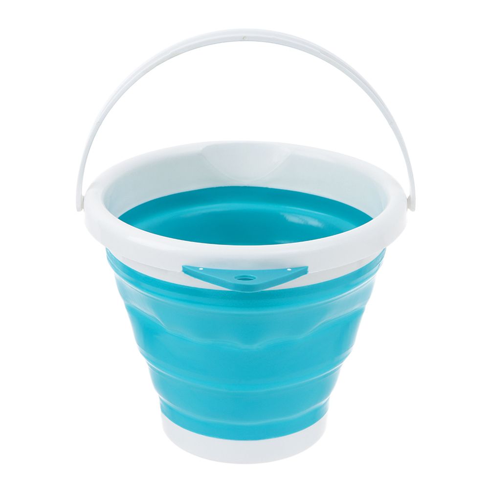 5/10L Portable Foldable Bucket Basin Tourism Outdoor Clean Bucket Fishing Camping Car Wash Mop Folding Buckets with Handle: White Blue 10L