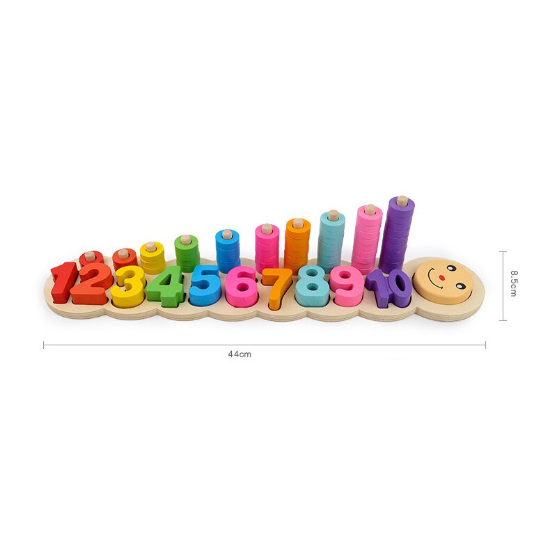 Montessori Educational Wooden Toys For kids Board Math Fishing Count Numbers Matching Digital Shape Match Early Education Toy: Champagne