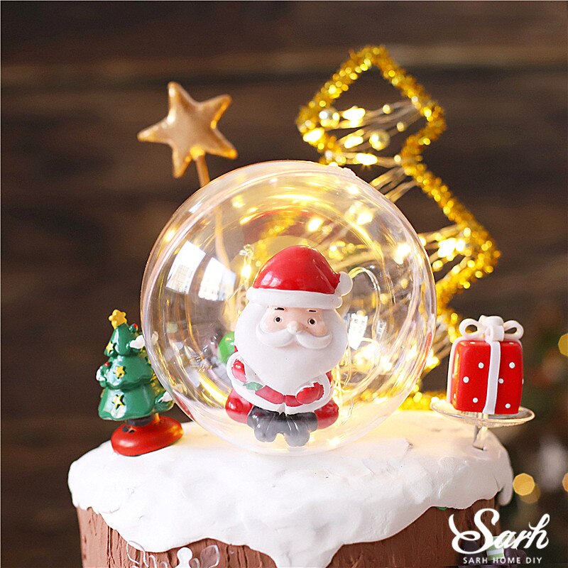 Santa Claus Elk Snowman Christmas Cake Toppers Tree Deer Shoe Happy Year Decorations Party Baking Supplies Kid Love