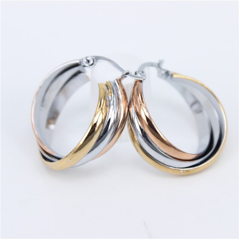 Stal nierdzewna 20mm 25mm35mm europejska i amerykańska moda rozmiar śliczne moda gładkie kobiece kolczyki obręcz 4 wyborem koloru LH662: róża color20mm