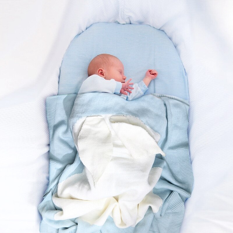 Cobertor com orelhas de coelho roupas com três tamanhos de coelho roupas infantis de malha infantil primavera inverno cobertor de dormir: blue