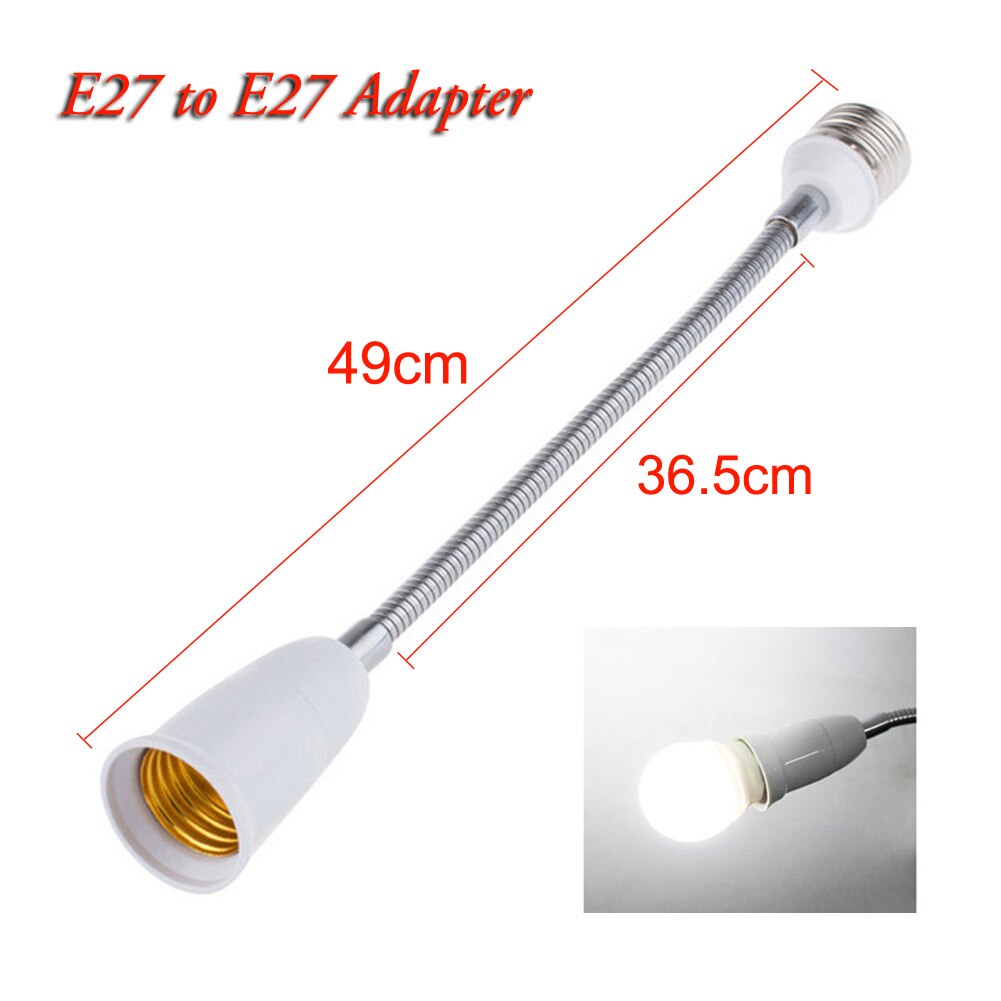 E27 Om E27 Led Lamp Base 19Cm 29Cm 39Cm 49Cm 59Cm Flexibele Verlengsnoer E27 socket Fitting Verlichting Houder Extender: 49cm