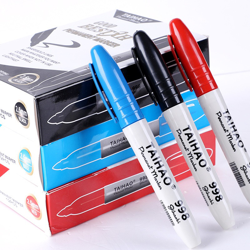 TAIHAO998 Marker Stift Rot Blau Schwarz Marker Stift Öl Schnell trocknend Großen Kopf Stift Lichtecht Farbe Stift Student büro Schreibwaren