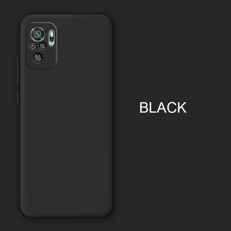 Funda de silicona líquida estuche para Xiaomi Redmi note 10 Pro note10 Pro funda de protección para Redmi note 10 Pro note10 carcasa cámara completa, suave: Redmi note 10 (4G) / black