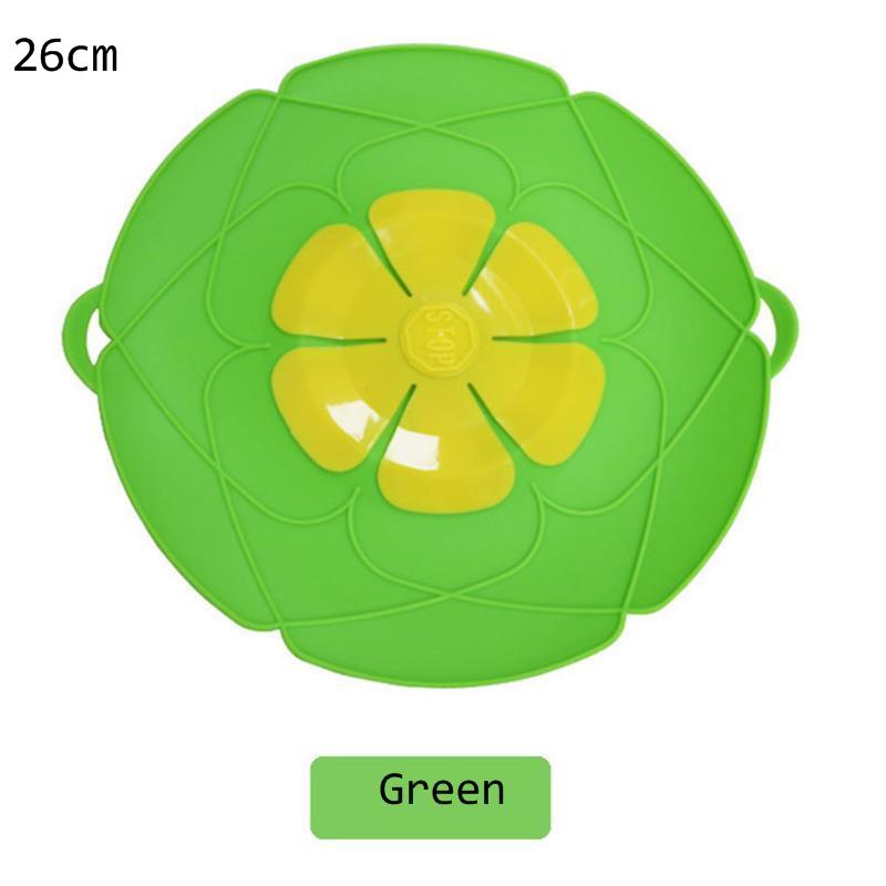 26Cm/28Cm coperchio da cucina magico coperchi in silicone tappo anti-trabocco coperchio pentola coperchio tappo di versamento accessori da cucina utensili da cucina: Green26cm