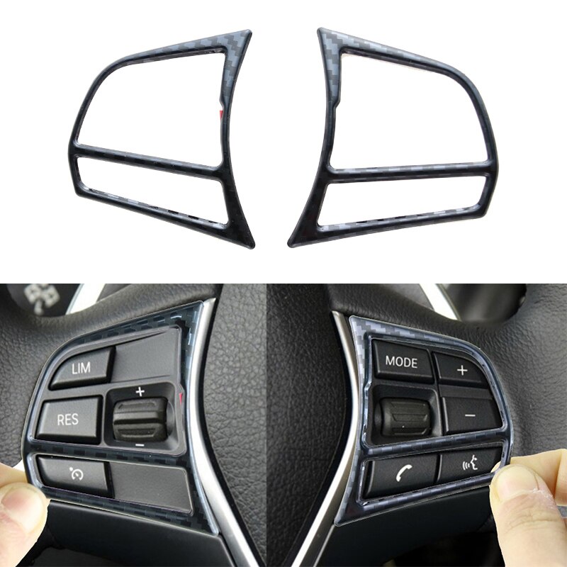 Para BMW F20 F21 F30 F34 F32 accesorios Interior de fibra de carbono Auto botones de volante marco pegatinas cubre decoración de embellecedor: Default Title