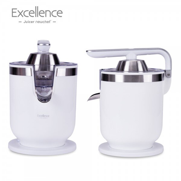 CHEF-Exprimidor Eléctrico Zumo de Palanca Juicer Excellence Blanco(300W),2 Tamaños Cono,con Función Antigoteo
