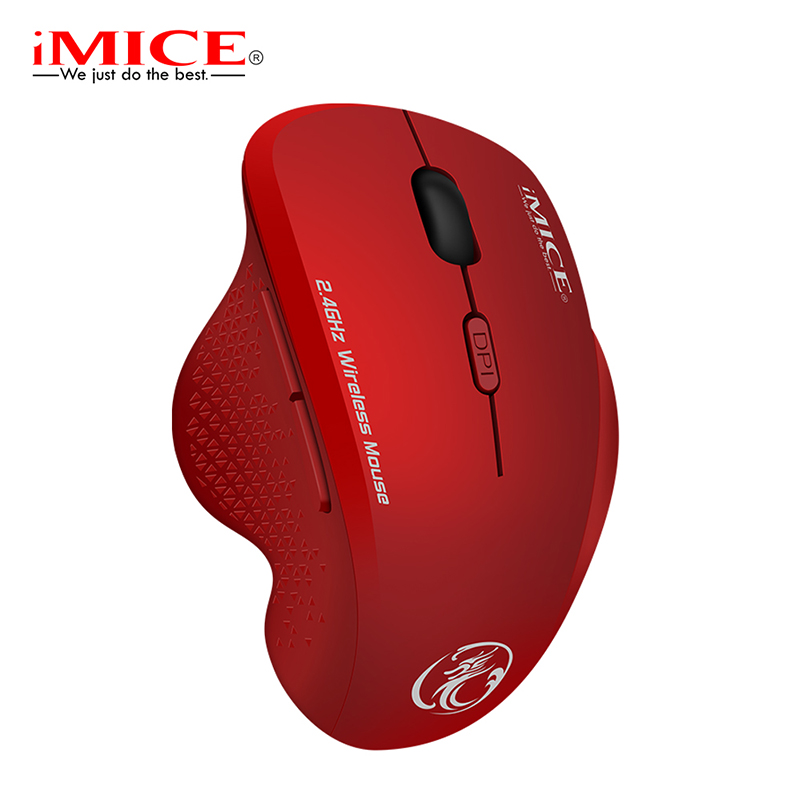 Souris ergonomique sans fil, 2.4 DPI, 6 boutons, pour ordinateur PC et portable, 1600 Ghz, USB: Red Mouse