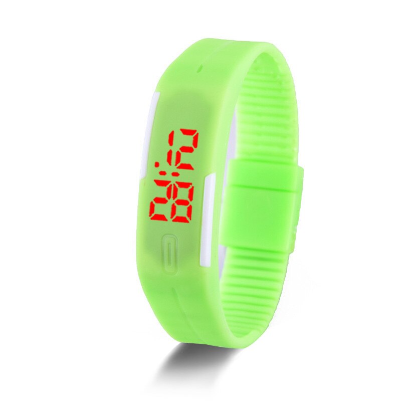 Mode Led Horloges Snoep Kleur Siliconen Rubber Touch Screen Digitale Horloges, Vrouwen Mannen Armband Sport Horloge: green