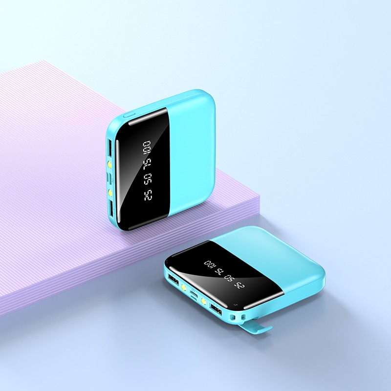 20000mAh Mini Power Bank Fast Charger for All smartphones 2 USB LCD Type C Portable Charging Powerbank Power Bank