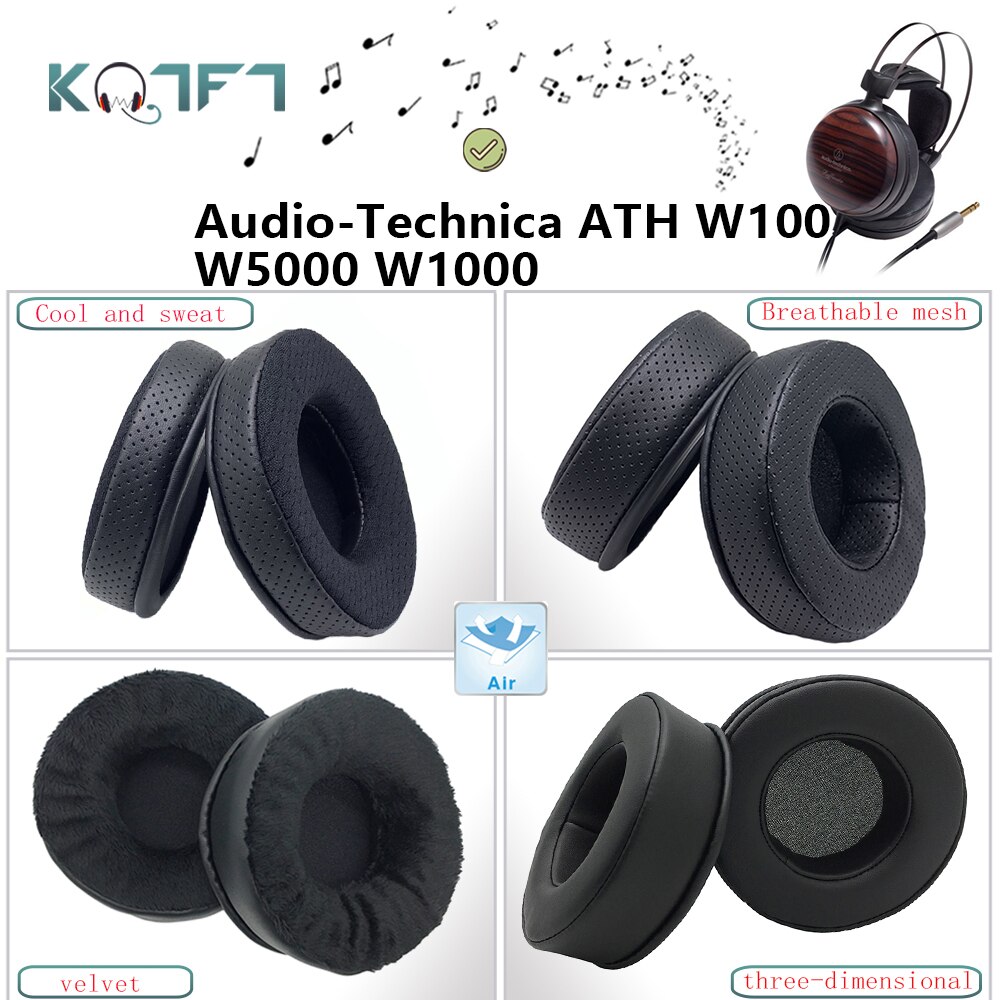 KQTFT Samt Ersatz Ohrpolster für Audio--Technica ATH W100 W5000 W1000 Kopfhörer Ohr Pads Teile Ohrenschützer Abdeckung Kissen Tassen