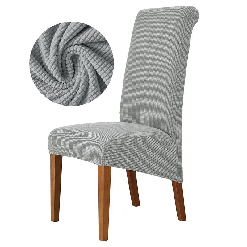 Jacquard XL Dining Chair Cover Extra Large Elastic Stretch Case for Chairs Spandex Long Back Chair Slipcover Kitchen: Light grey