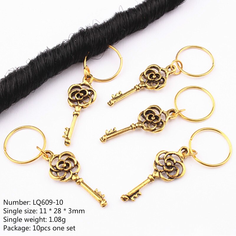 10 stk/pakke golden life tree sommerfugl charms manchetter ringe smykker dreadlock tilbehør hår fletning dread dreadlock perler clips: Nr. .10