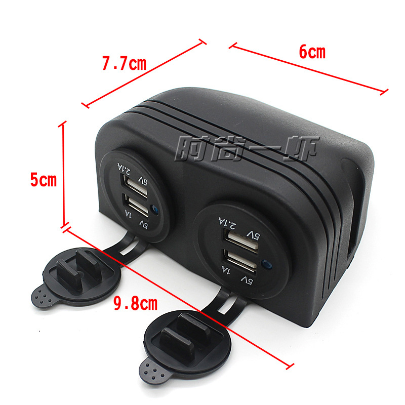 12V TO 5V/3.1 A Dual USB Port Socket Surface Mount Car USB Charger Adapter with Cover for Caravan Camper Van Boat Motorhome Car