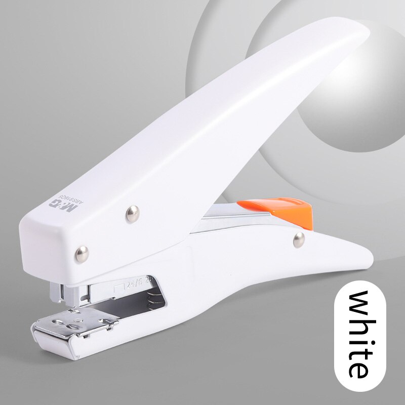 M&amp;G 25 Sheets Effortless Heavy Duty Stapler Power Saving Metal Paper Stapling Machine for School Office Supplies Stationery: White 1PC
