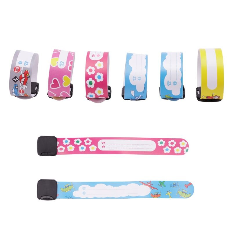 Pulsera con información anti-perdida para niños, 8 Uds., pulsera de identificación de seguridad para exteriores reutilizable, para eventos, festivales y fiestas