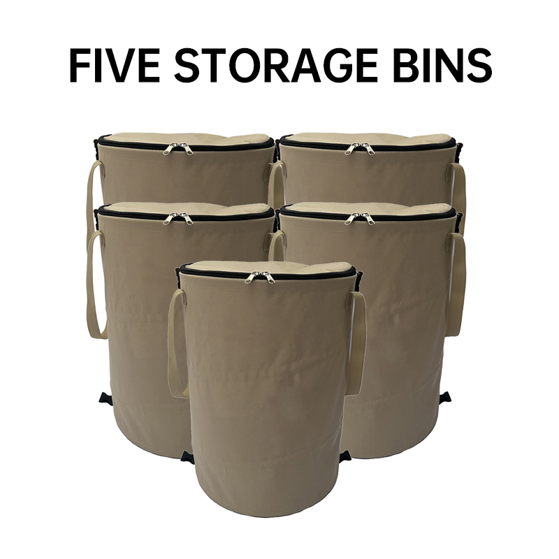 Camping Trash Can Pop-up Circular Storage Pail Canvas Foldable Recycling Bin Outdoor Garbage Garden Yard Garbage Bag