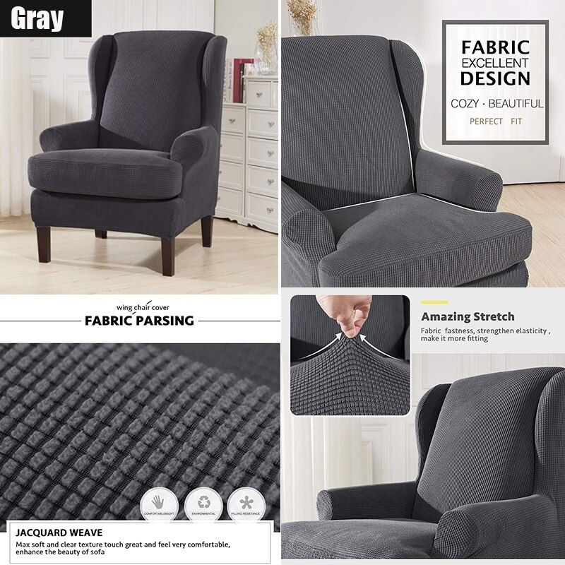 Elastische fauteuilhoes, vleugelstoel, vleugelrughoes, stretch bankhoes, stoelbeschermer, alleen hoes