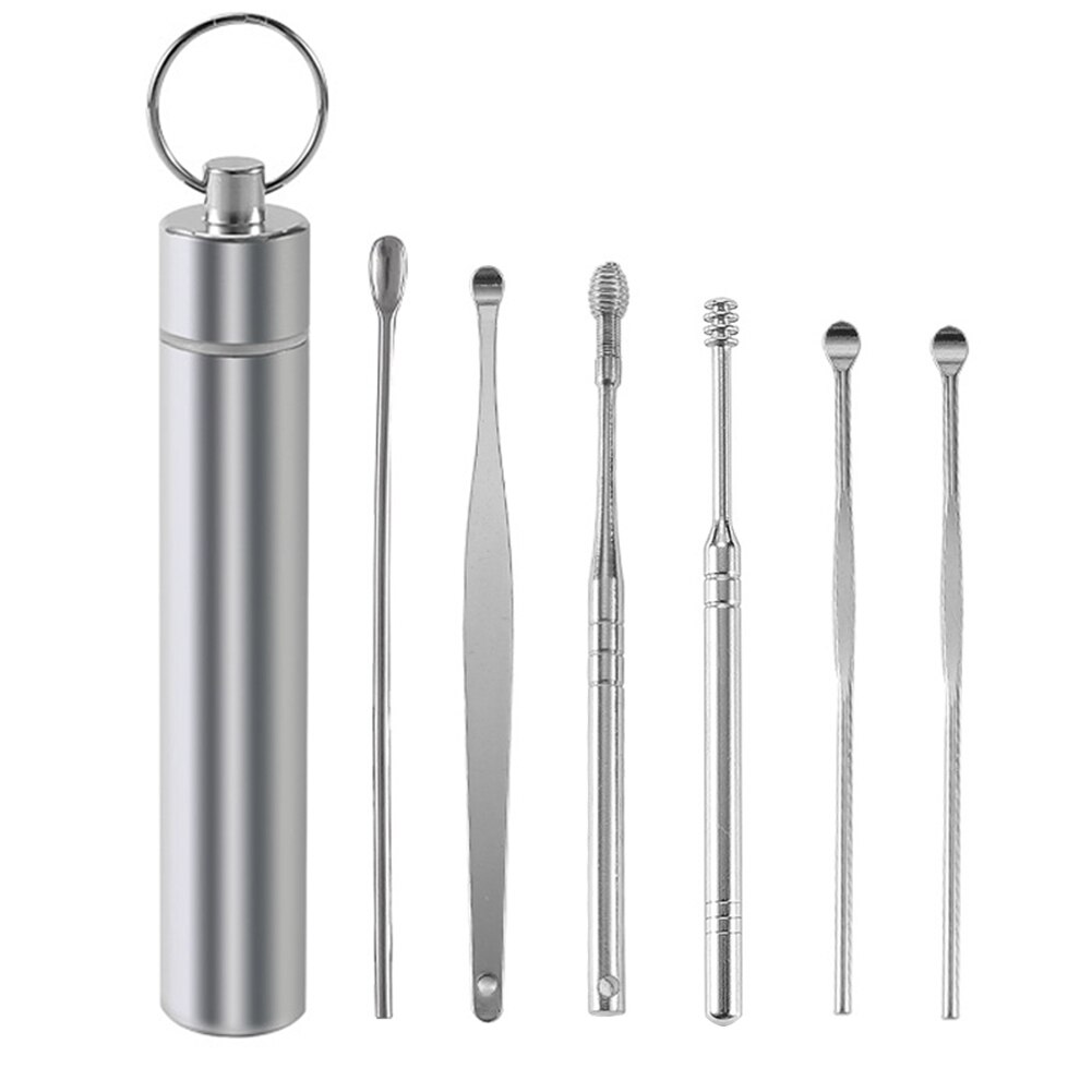6PCS Ear Cleaner Wax Removal Tool Earpick Sticks Earwax Remover Curette Ear Pick Cleaning Ear Cleanser Spoon Health Care Earpick: 04