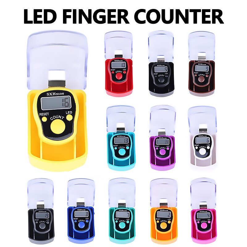 Mini Stitch Marker Row Finger Counter LCD Electric Digital Display with LED Light LED Finger Counter