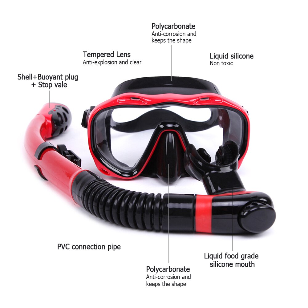 Whale Diving Mask Underwater Scuba Snorkel Glasses Tube Set Full Dry Diving Goggles Glass Mask Swimming Goggles