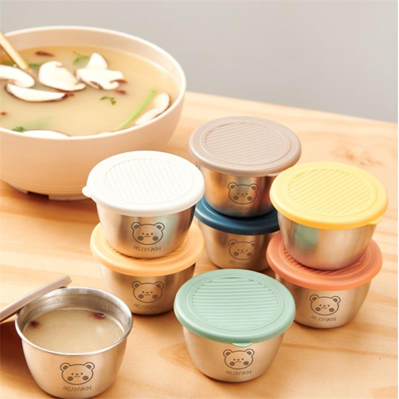 1-teiliger Salat Dressing behälter mit wieder verwendbarem Edelstahl becher und auslaufs ic heren Silikon deckeln für Brotdose und Picknick