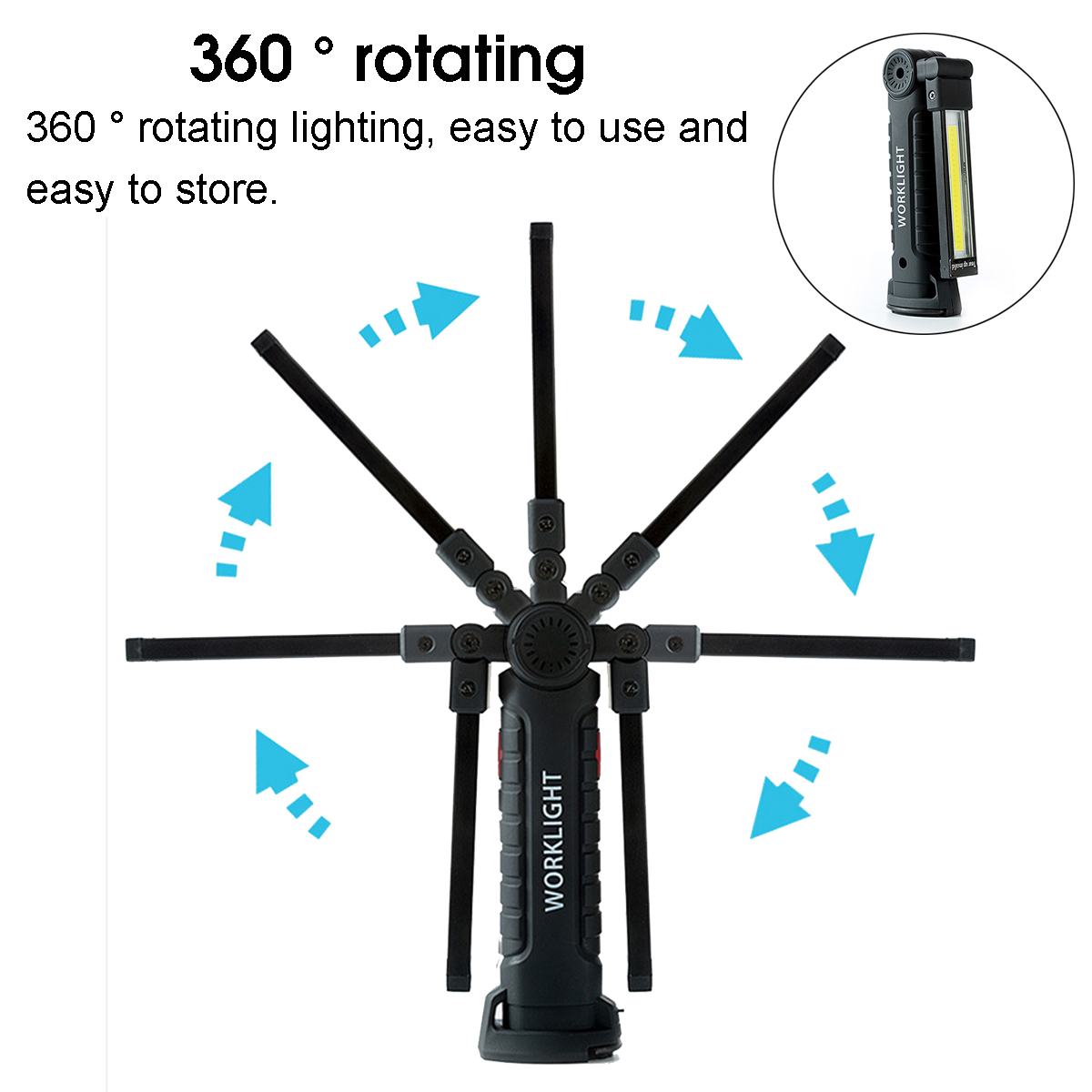 5 standen draagbare cob led zaklamp magnetische zaklamp batterij werklamp inspectielamp voor buiten kamperen werkende autoverlichting