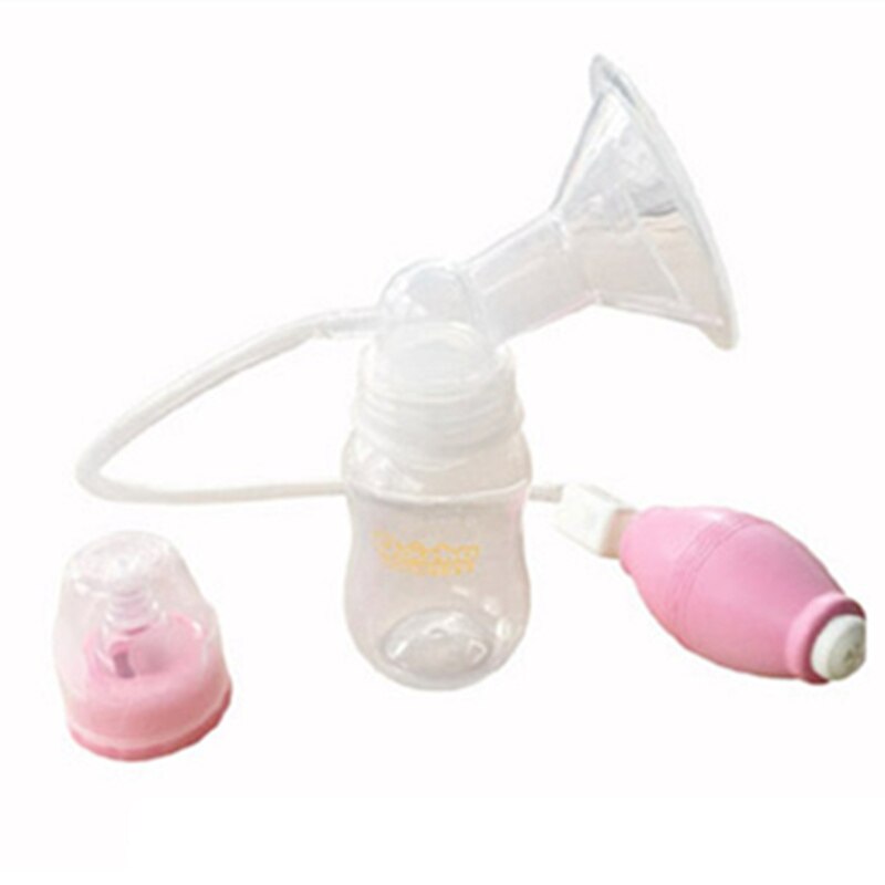 With Mom Simple Manual Breast Pump Silica Gel PP Big Suction Pregnant Women Breast Pump With Bottle Breast Feeding: Pink