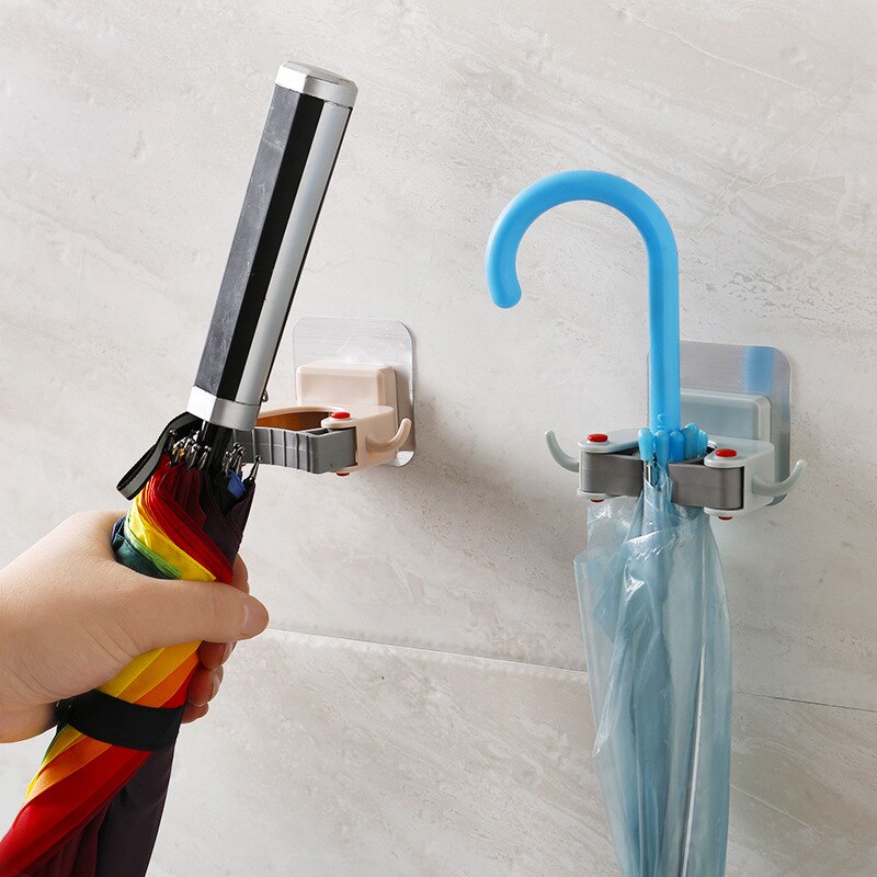 Ecobravo multifunctionele dweilhouder zonder stoten, badkamer wandhanger, dweil, badkamer wandbezemhouder, huishoudelijke opbergtool