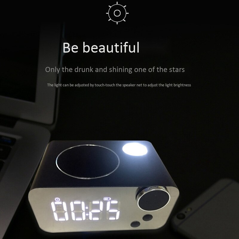 Bedside Bluetooth Speaker Mirror Alarm Clock Wireless Bluetooth Speaker Wireless Bluetooth Radio Speaker