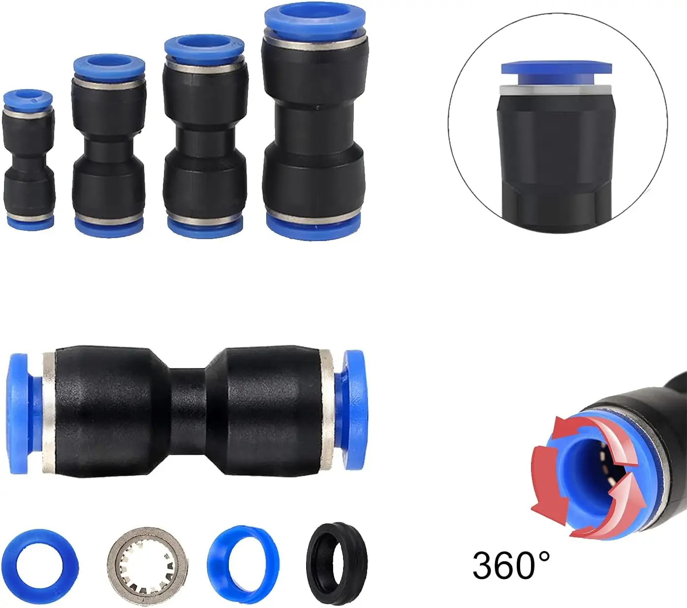 PU Boxed Set Air Straight Pneumatic Fittings PU Water Pipes Quick Release Connector PU-4-6-8-10-12-14 Plastic Hose Couplings