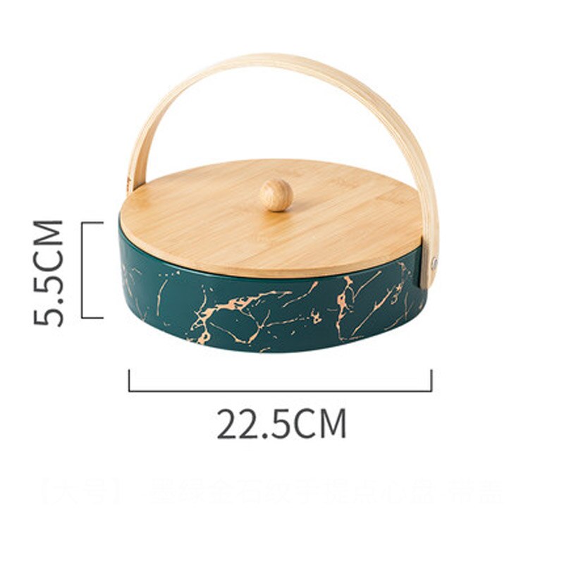 FANCITY ceramic grid plate with lid dried fruit plate fruit platter Nordic living room household fruit box snack snack: 8