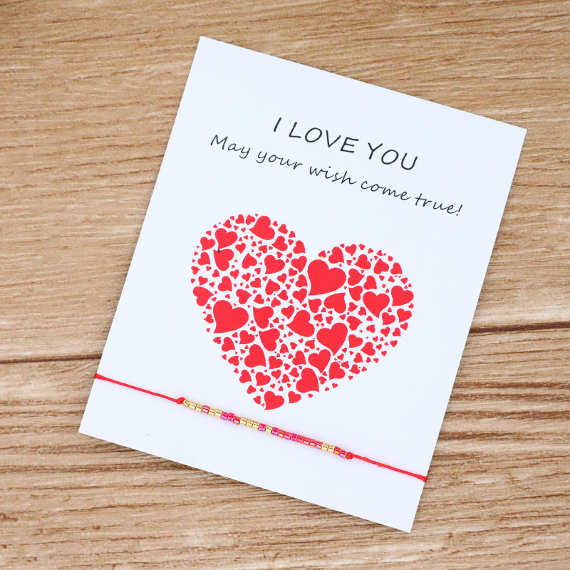 I Love U Morse Code Armband Gevlochten Rood Touw Koord Minimalistische Armband Vrouwen Mannen Vriendschap Lover Paar Sieraden: Red